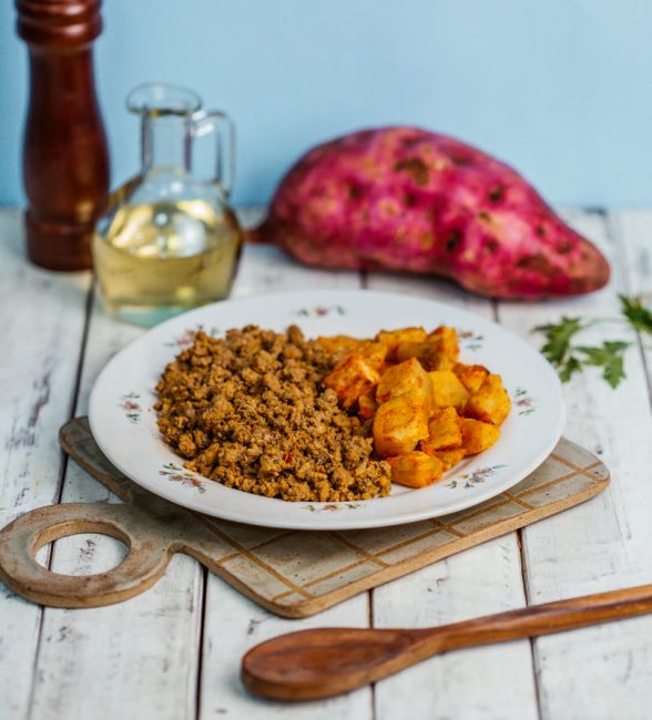 CARNE PATINHO MOÍDO + BATATA DOCE ASSADA 300G