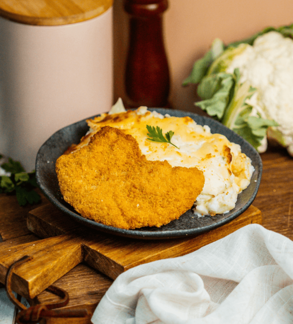 FILÉ DE FRANGO EMPANADO COM COUVE-FLOR GRATINADO - LOW CARB 200G